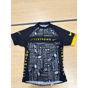 Nike Livestrong Men’s Cycling Jersey Black Gray Yellow Graphic Print Size L